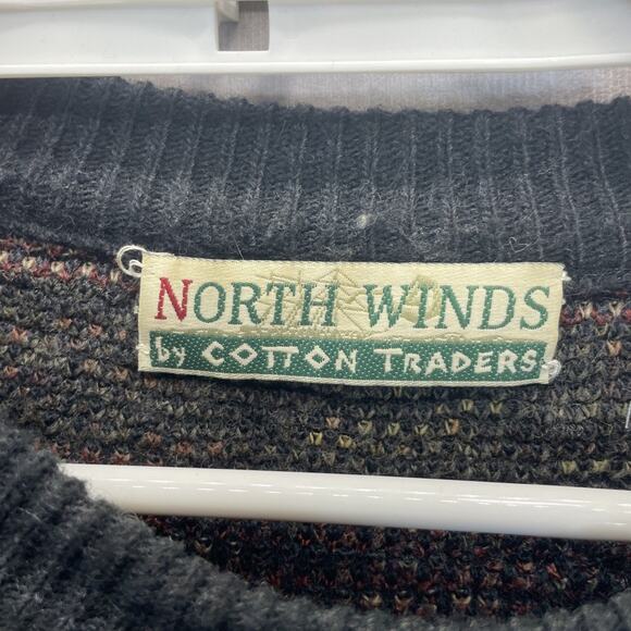 Vtg North Winds Cotton Traders Men XL Sweater Wool Blend Fair Isle Geo Pattern - Picture 6 of 7